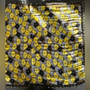 Diane Von Furstenberg Black and Yellow Floral Scarf